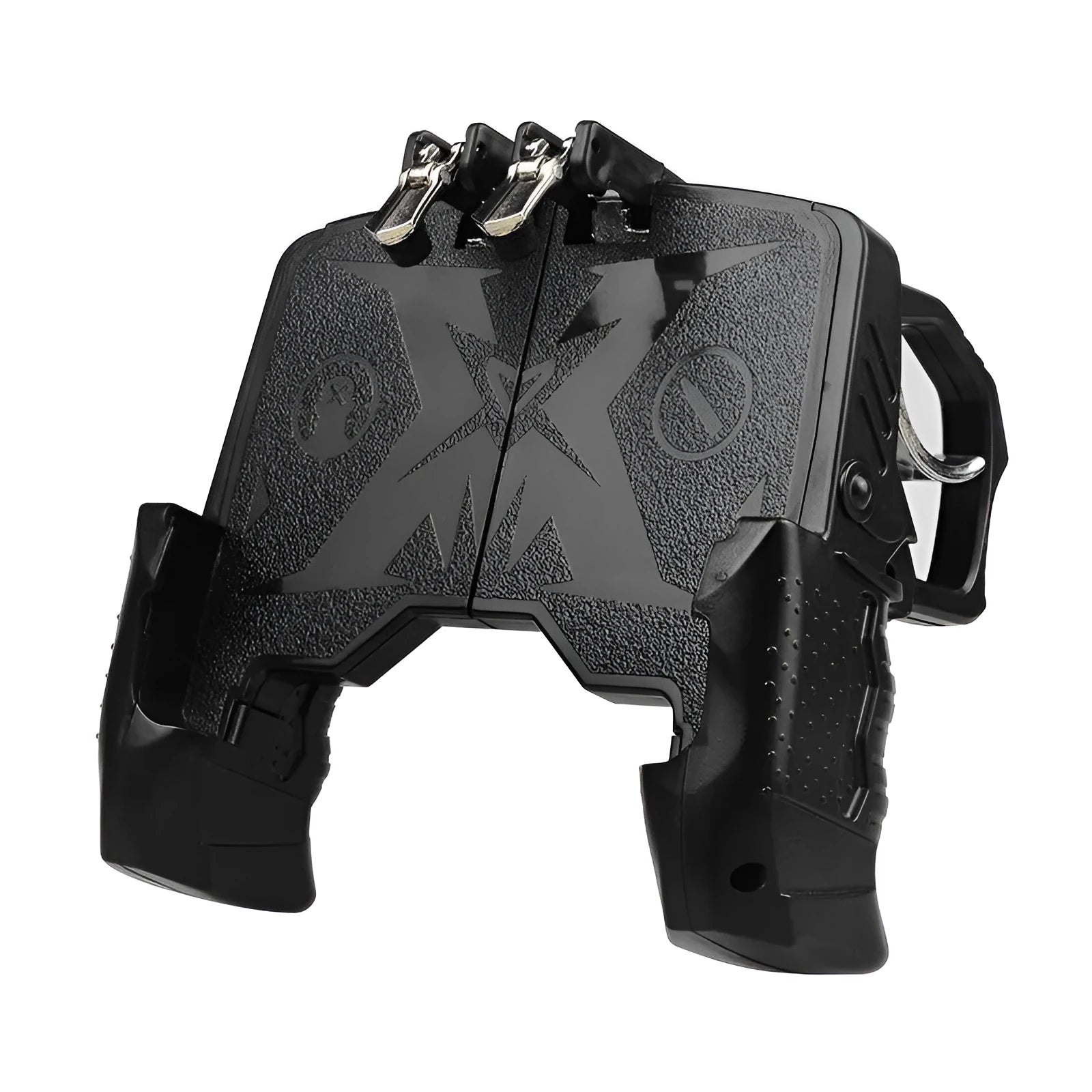 Black wired mobile phone gamepad with USB-C plug and suit handle grip design.