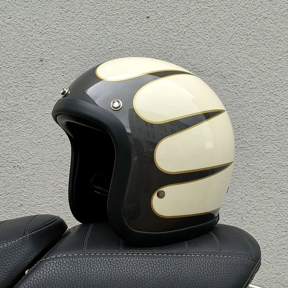 FRP retro-style half motorcycle helmet shown in a cement grey colour variant.