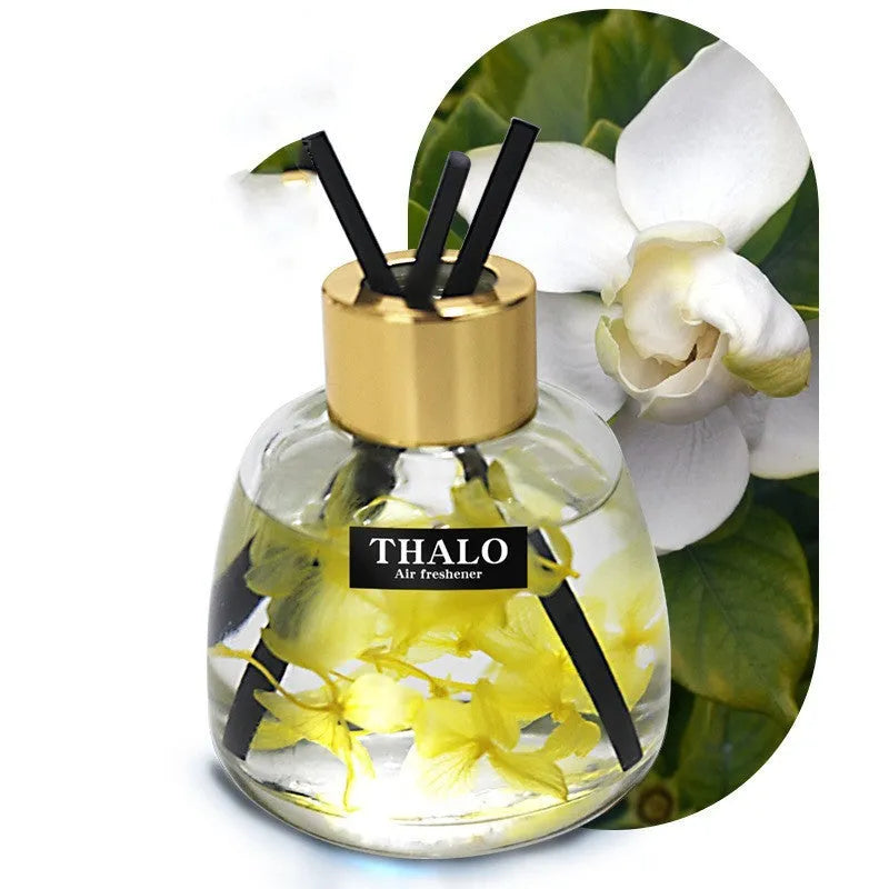 Glass car aromatherapy ornament in bottle shape for loose incense with six fragrance colour options