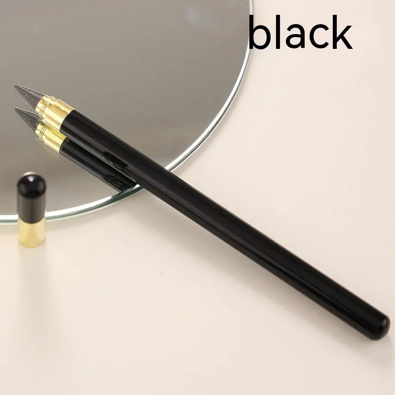 Transparent acrylic eternal pencil with alloy writing nib showing coloured graphite refill inside
