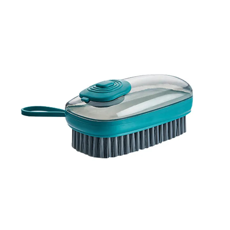 Automatic liquid cleaning brush with ergonomic grip for shoes and laundry cleaning