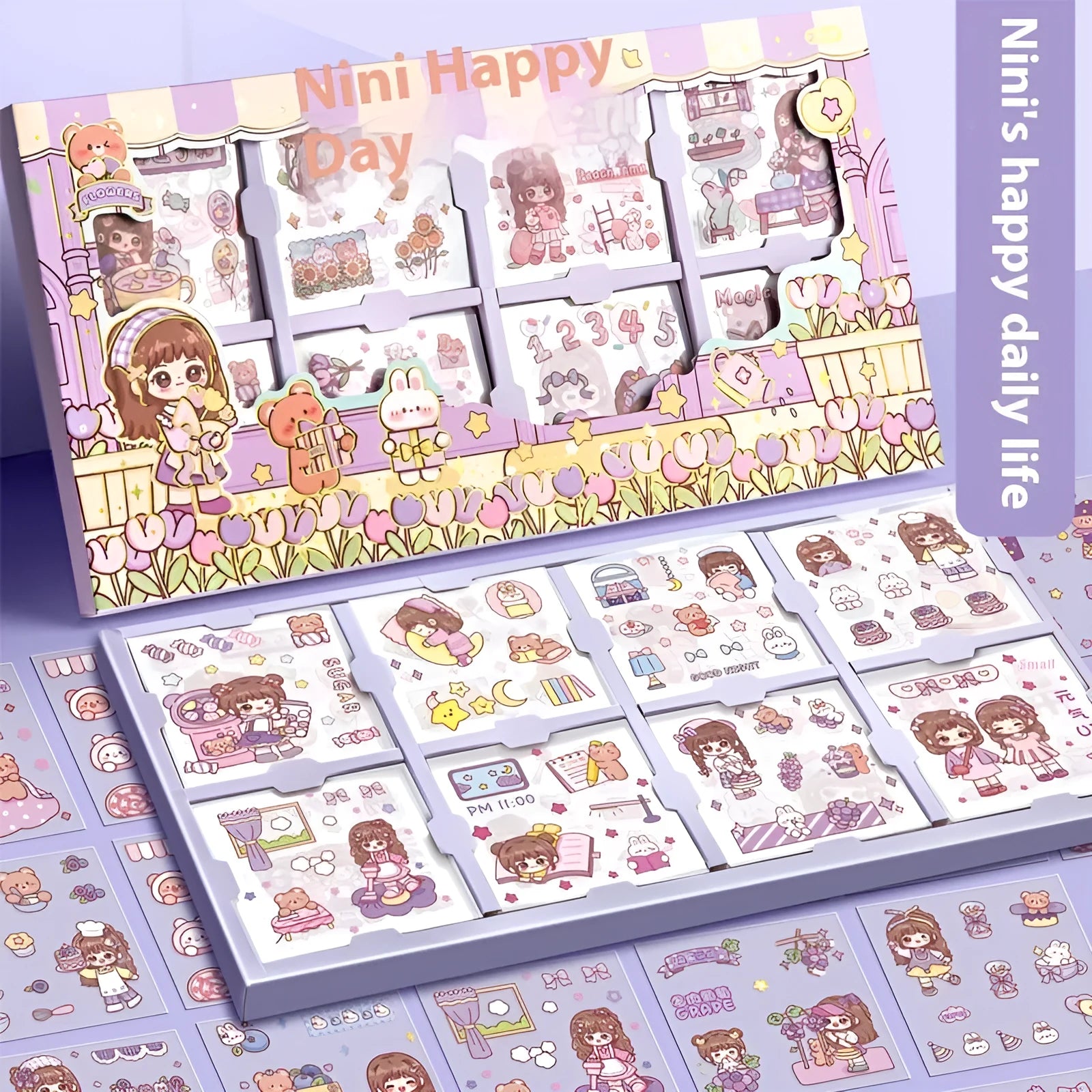 Children's goo card sticker book with five character theme designs