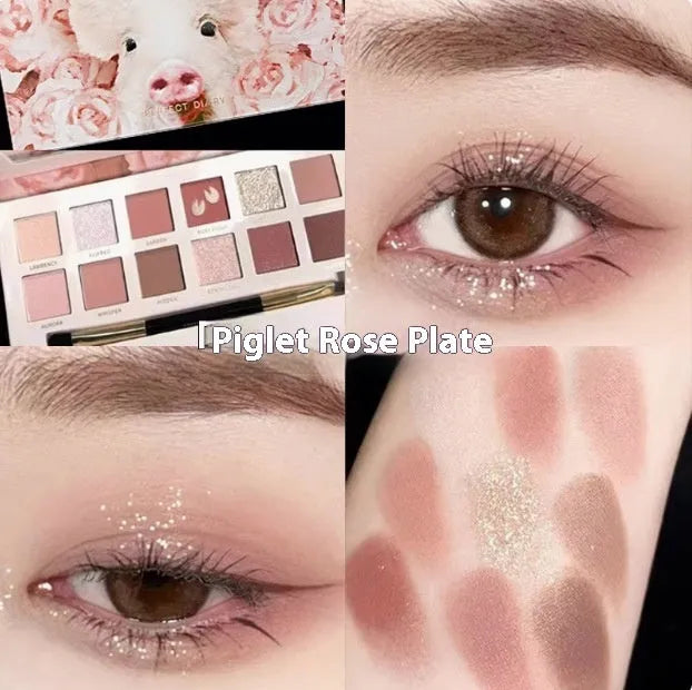 Twelve-colour animal theme eye shadow palette with shimmer and matte finishes
