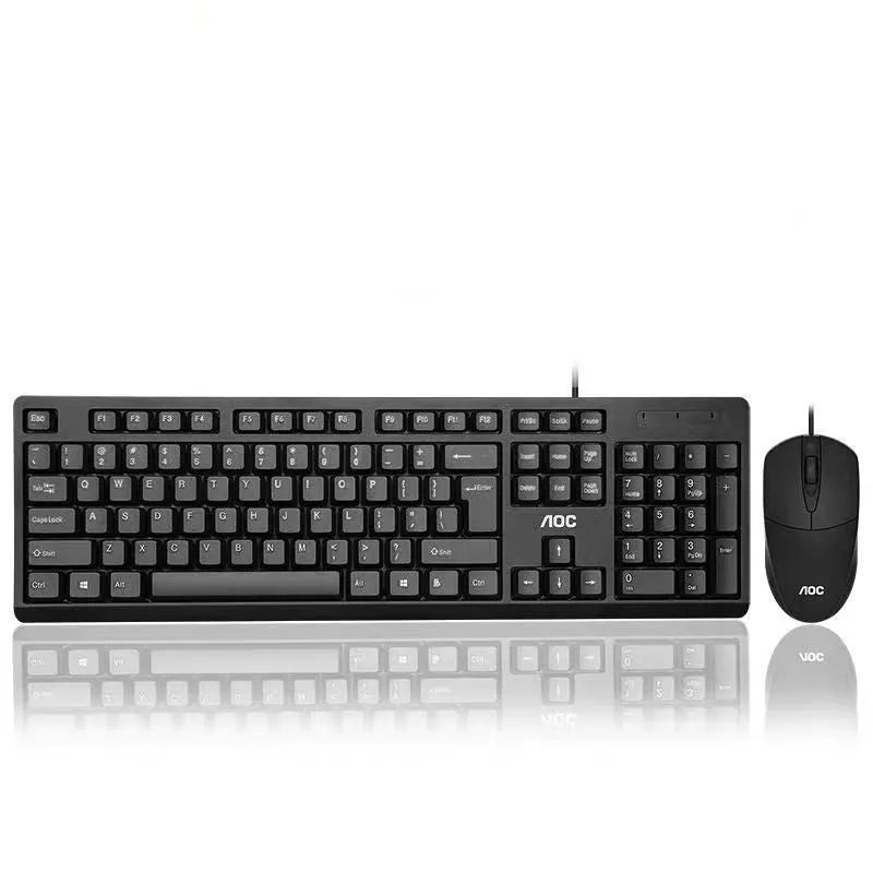 Black wired USB keyboard and mouse set KM160 with 1.5m cable and photoelectric 1000dpi mouse