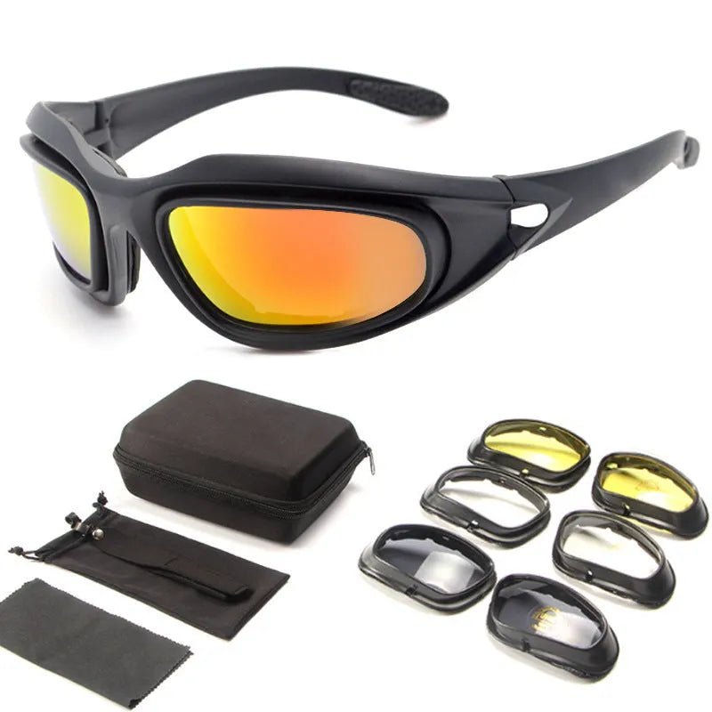 Tactical polarized sunglasses with full rim frame design for outdoor cycling and sports