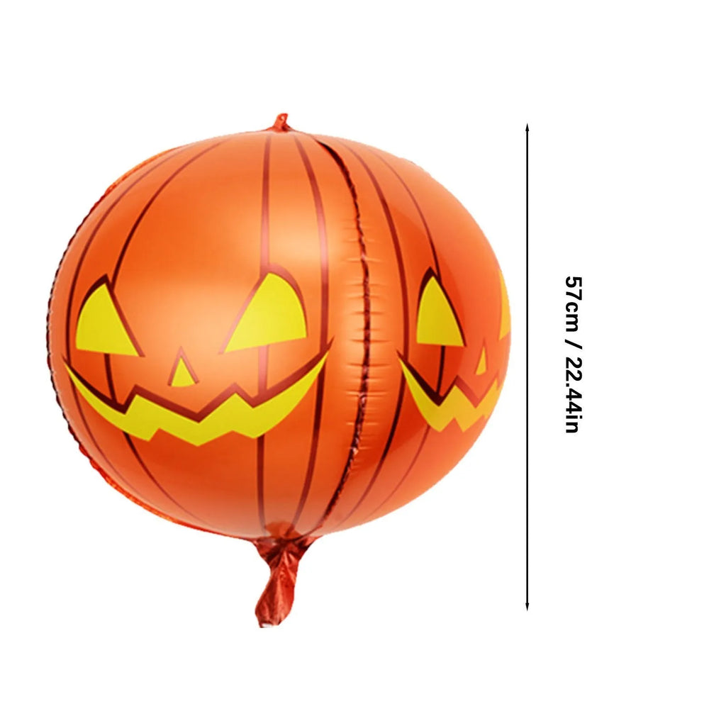 Halloween eyeball inflatable balloon with bloodshot design in red, showing automatic seal and spherical shape.