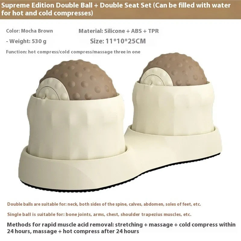 Massage ball for cold and hot compress therapy in caramel mocha and oil fruit green colour options
