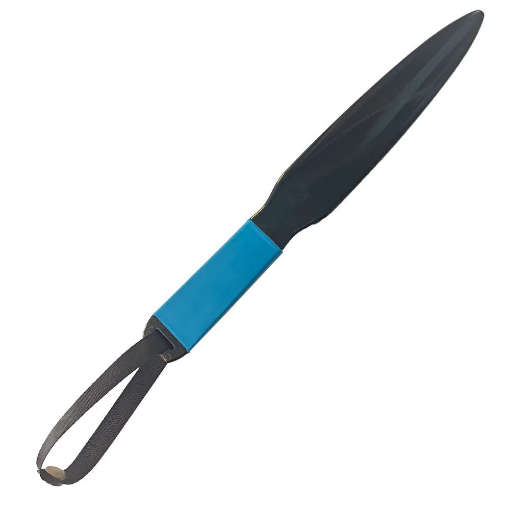 Blue handled nylon dog break stick for training, shown with measurement scale indicating 35 cm length
