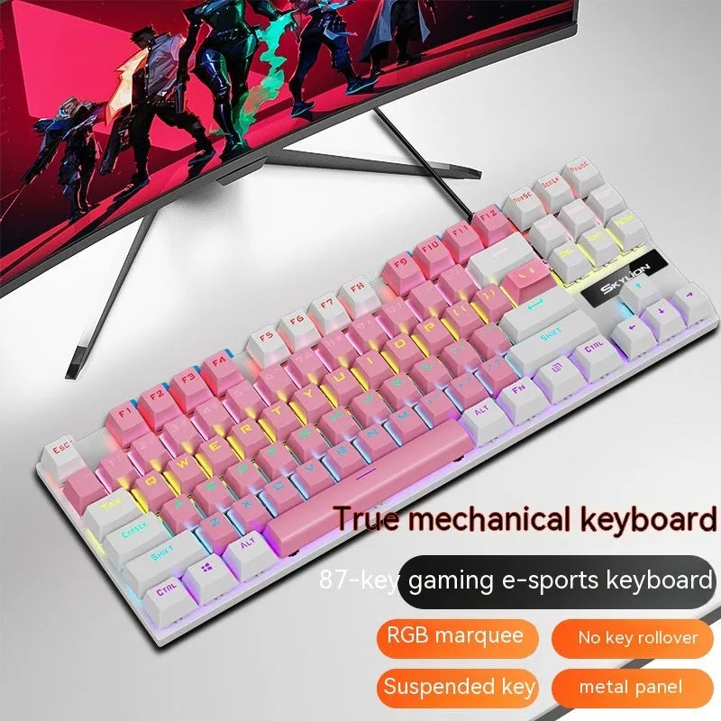 K87 mechanical gaming keyboard with metal case and choice of green or red switches