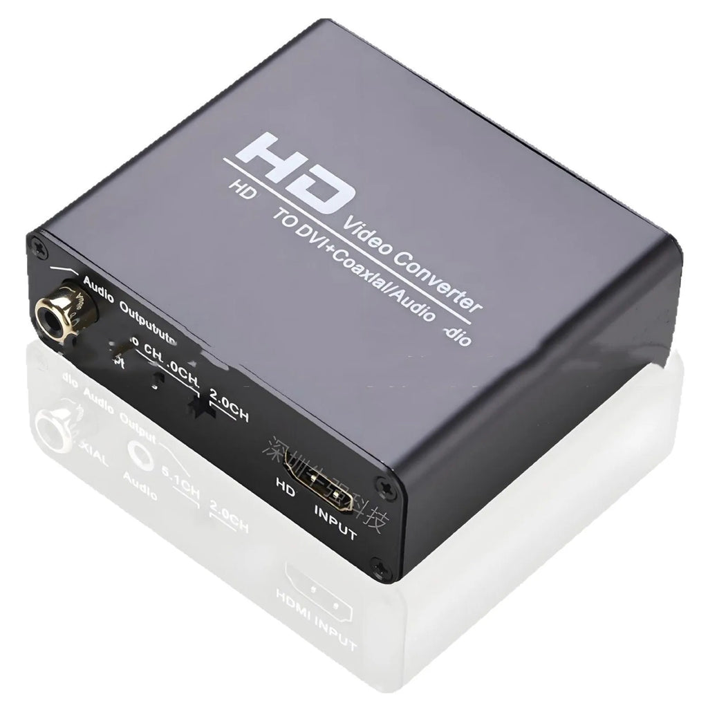 Black HDMI to DVI converter with coaxial audio output and 1.5m cable for safety monitors