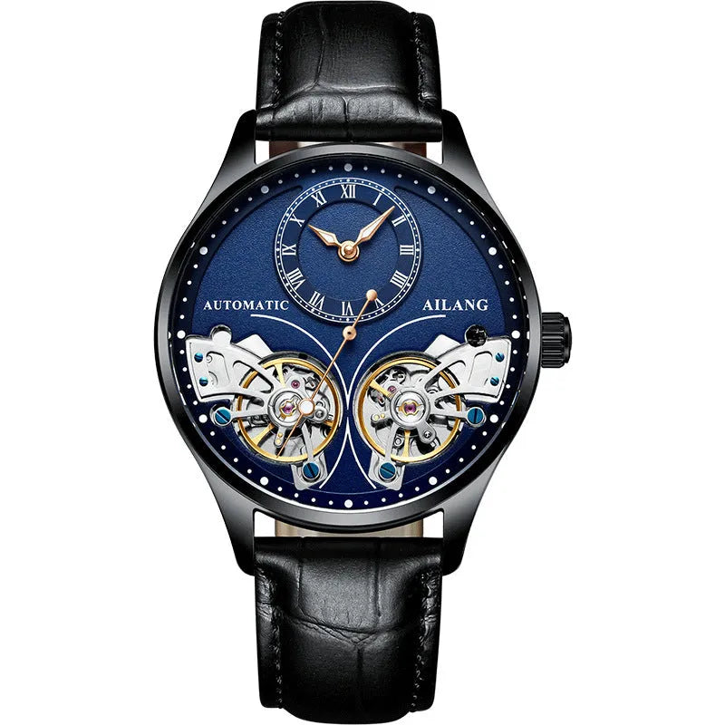 Titanium automatic watch with tourbillon and moon phase display on wrist