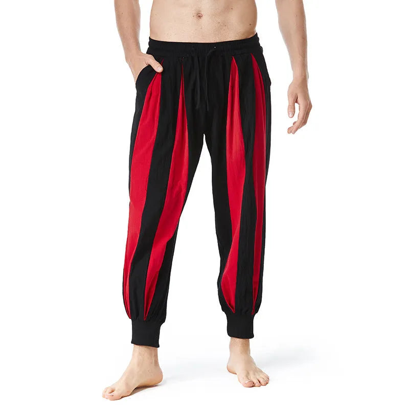 Men's straight-leg casual trousers in polyester fabric available in four colours with Asian sizing