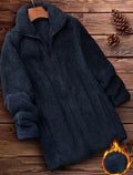 Man's black double-sided fleece jacket with a fleece lining, showing front view.