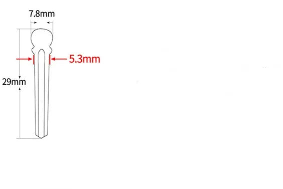 Six matt black ebony guitar string nails with 5.3mm bayonet diameter for folk acoustic guitars