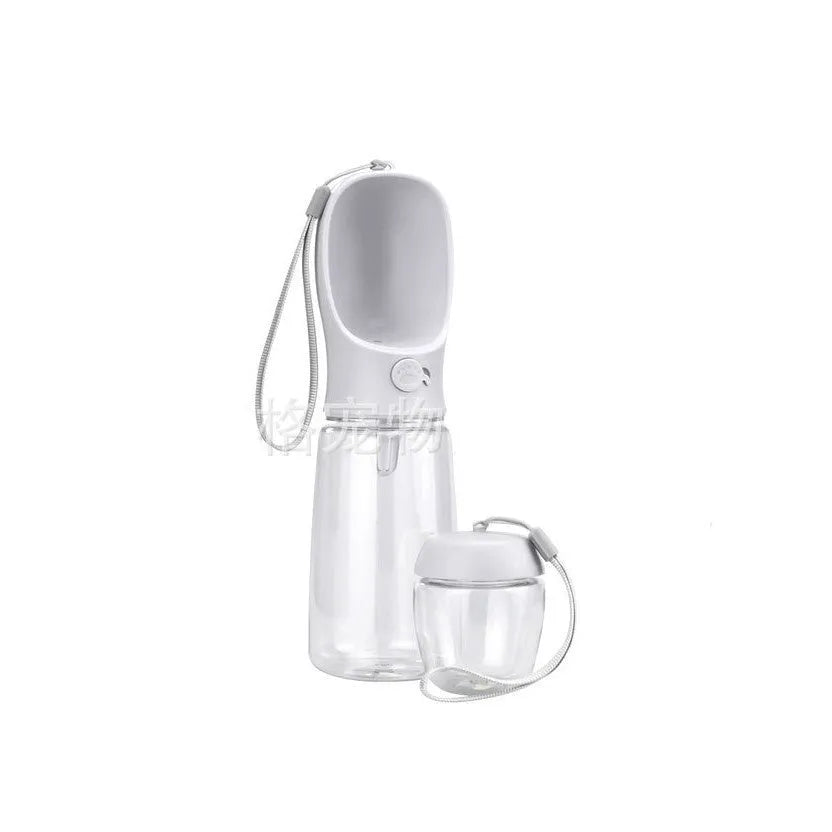 Blue dual-use portable dog drinking cup with two-in-one design for walks and outings