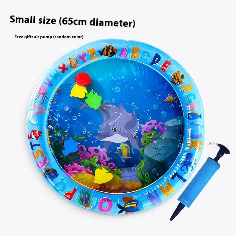 PVC inflatable pet cooling water cushion in dolphin design showing water injection valve