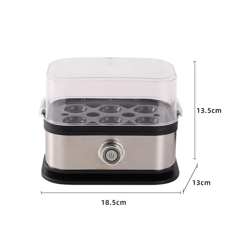 Black stainless steel portable egg boiler with carrying belt for travel use