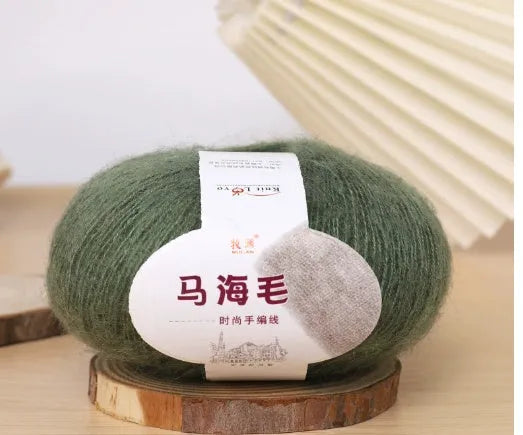 Mohair wool ball for DIY scarf kit with 34 colour options including white, grey, pink and blue