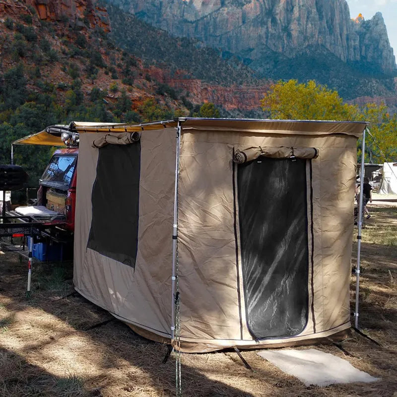 Black glue-treated car sunshade and camping tent with aluminium alloy poles in multiple size options