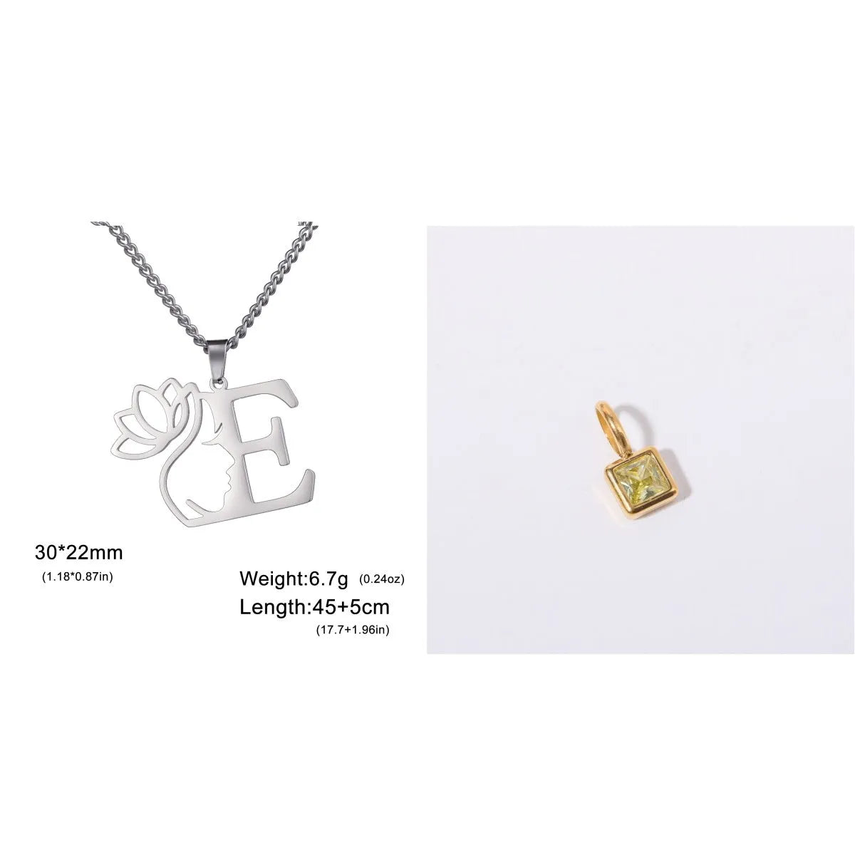 Stainless steel cross chain necklace with single pendant in gold or silver colour