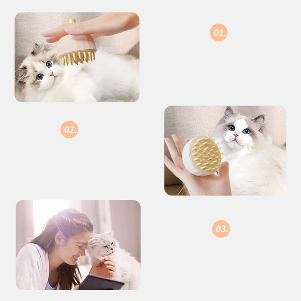 Green pet bath massage brush with drain holes for washing dogs and cats