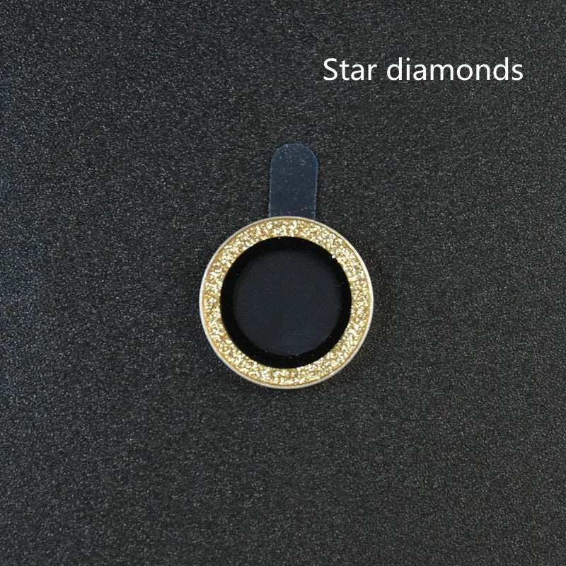 iPhone camera lens protection film with aluminium alloy ring and diamond pattern tempered glass.