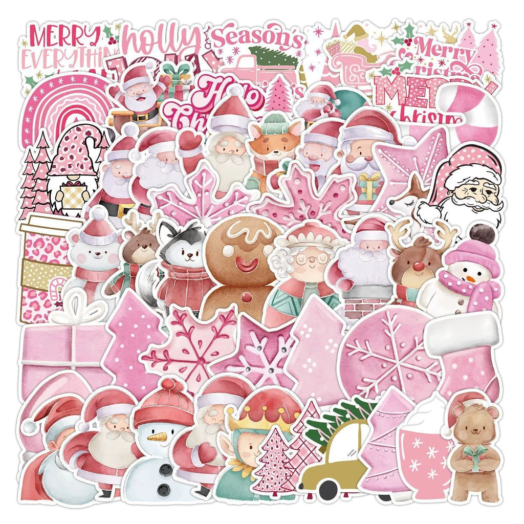 Pack of 50 cute Christmas waterproof stickers for cars, phones, laptops and guitars