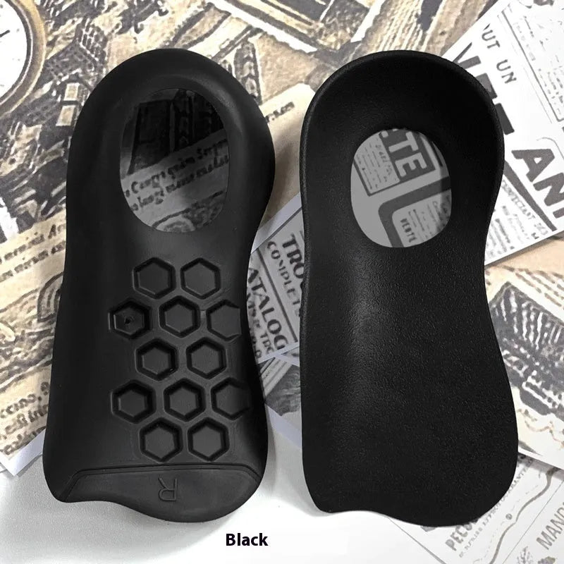 TPR arch support varus correction insole in white, black, and skin colour options.