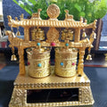 Alloy prayer wheel car accessory with traditional Chinese design measuring 12x15x8cm