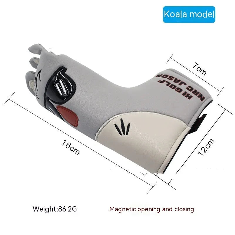 Golf straight bar putter sleeve in various novelty designs with PU waterproof exterior