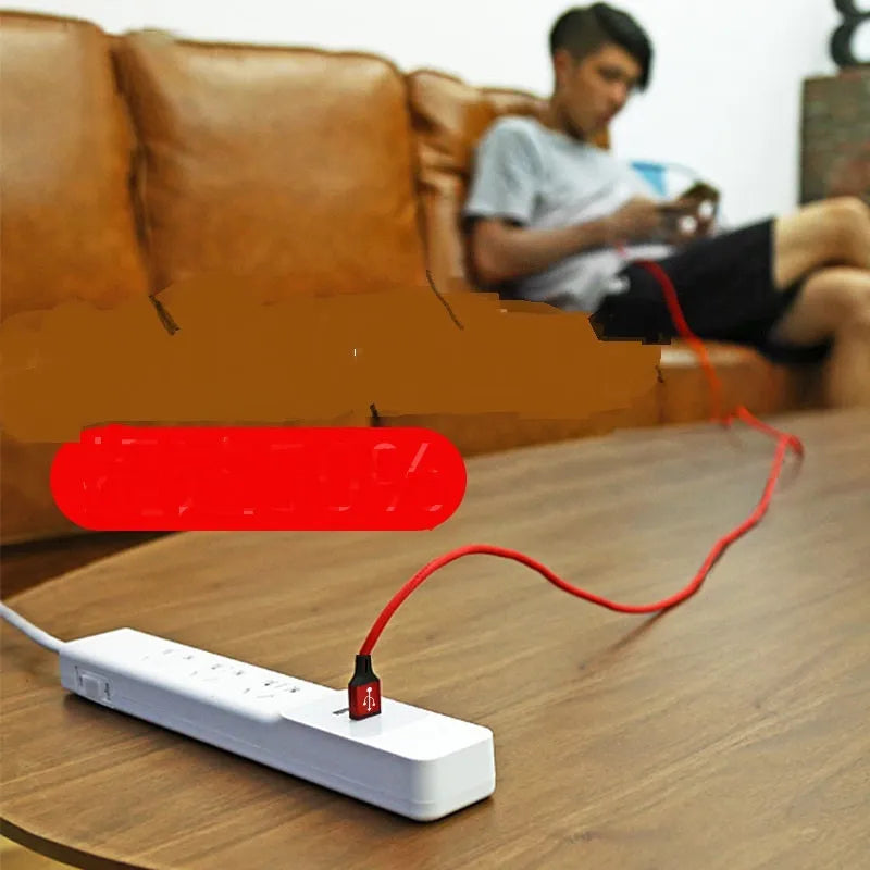 Long mobile phone data cable in multiple colours with Type-C and USB connectors