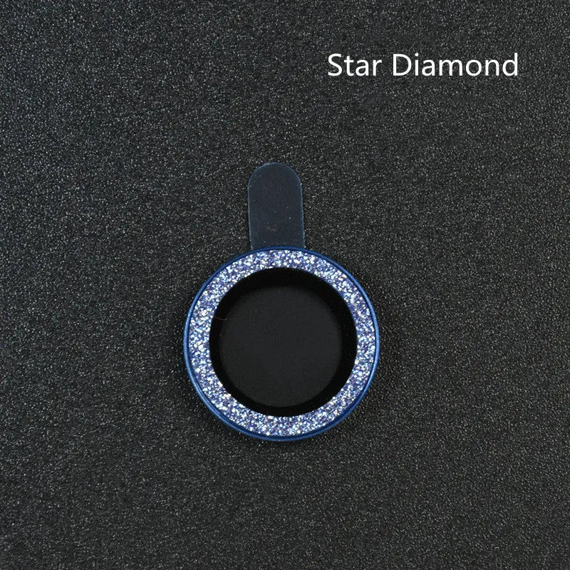 iPhone camera lens protection film with aluminium alloy ring and diamond pattern tempered glass.