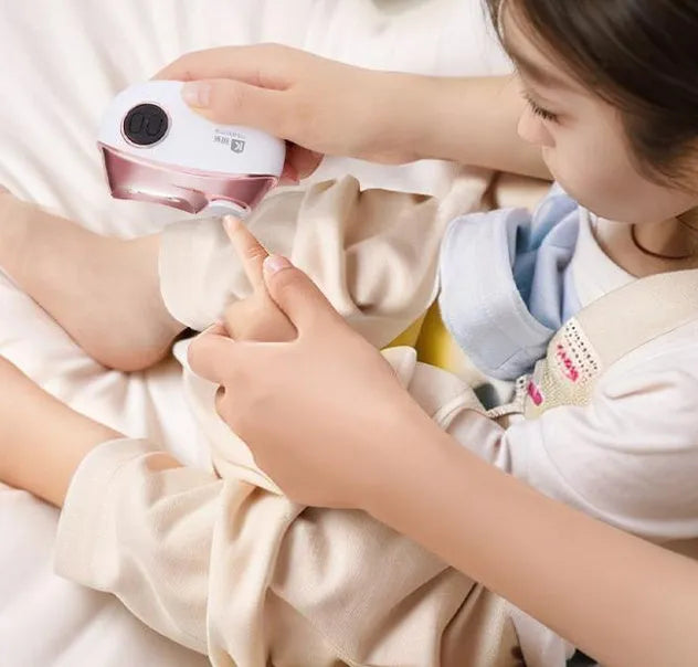 Blue electric nail clipper and polishing device with USB Type-C charging cable and cleaning brush