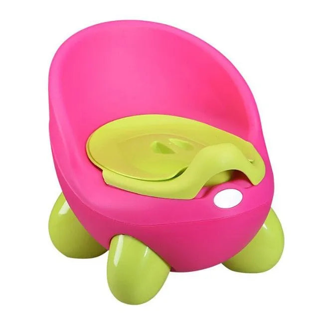 Dandan cartoon-themed baby training toilet stool in blue, green, red, pink, or light blue and green colours.