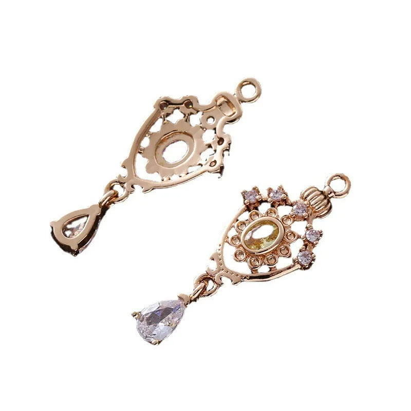Small water drop-shaped pendant with micro inlaid zircon detail and crown hollow design