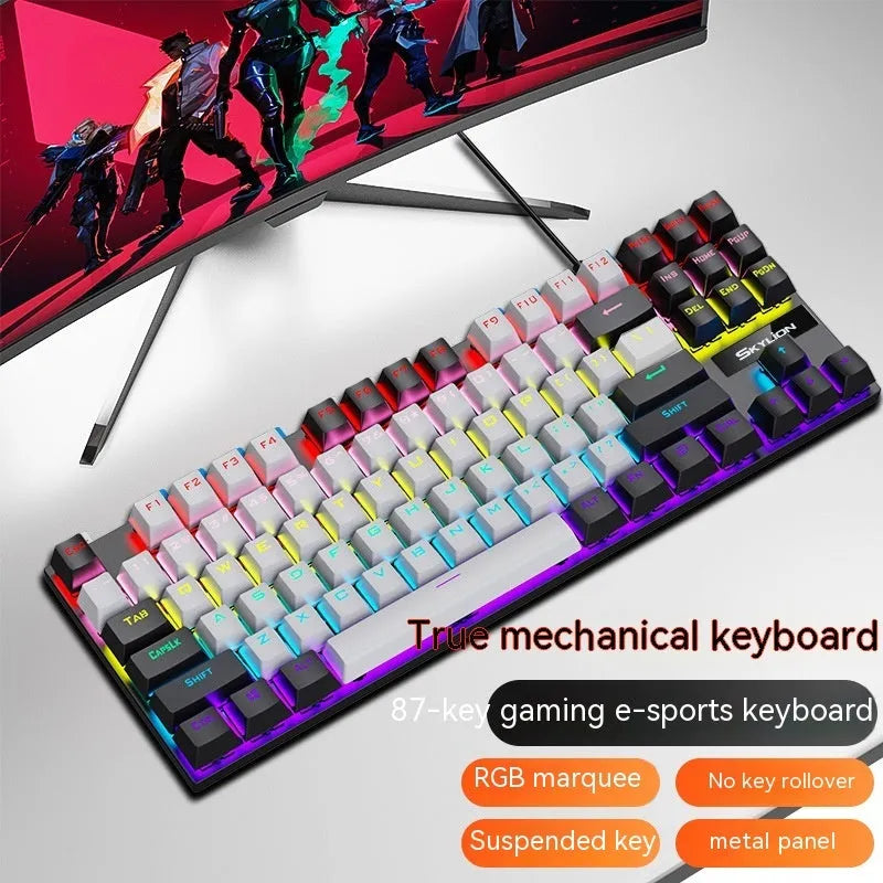 K87 mechanical gaming keyboard with metal case and choice of green or red switches
