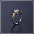 Black gold crystal crown fashion ring on copper base with adjustable sizing for cosplay and office wear