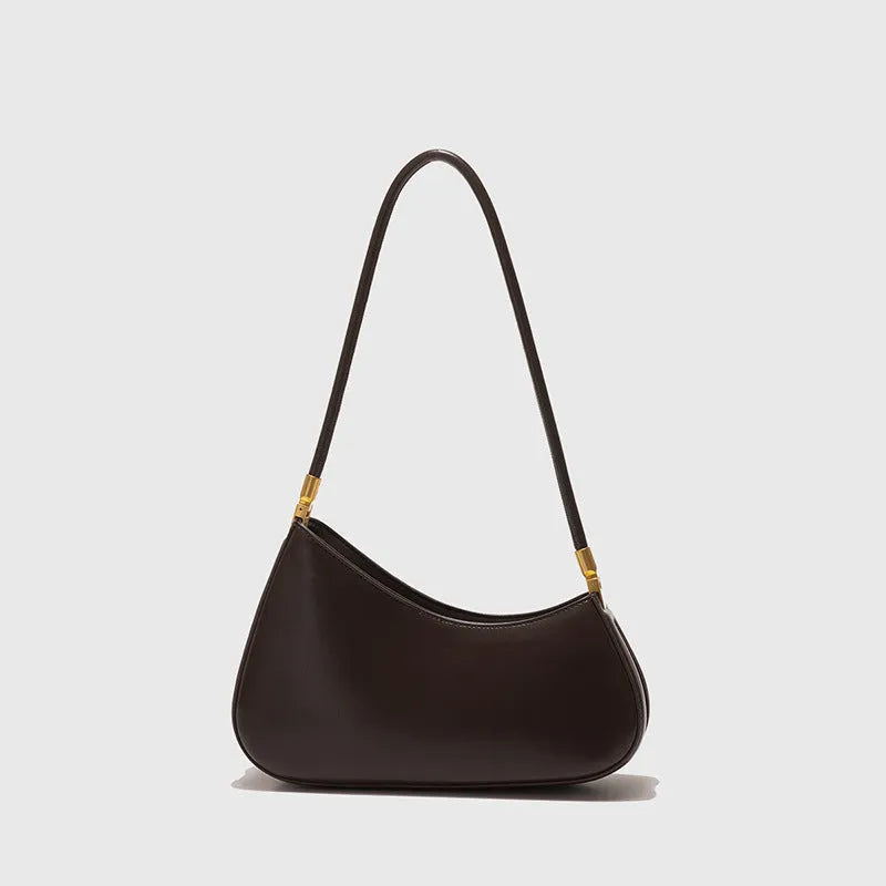 Retro oval women's underarm bag in PU material with sandwich pocket and single shoulder strap