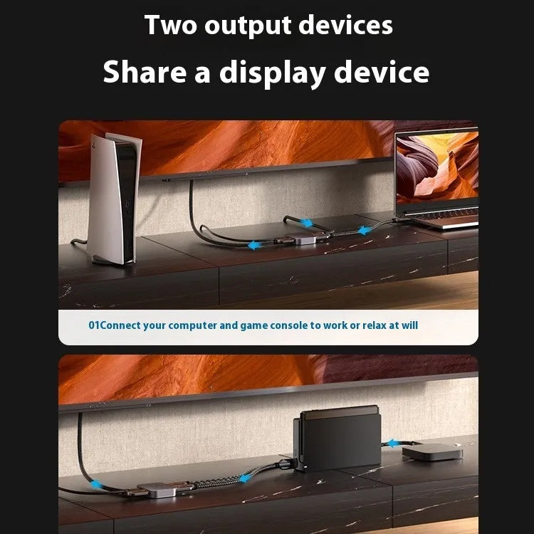 Grey alloy cable separator for HD computer audio video to television line conversion