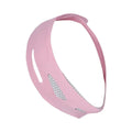 Pink and black elastic V-shaped face bandage for facial contour support