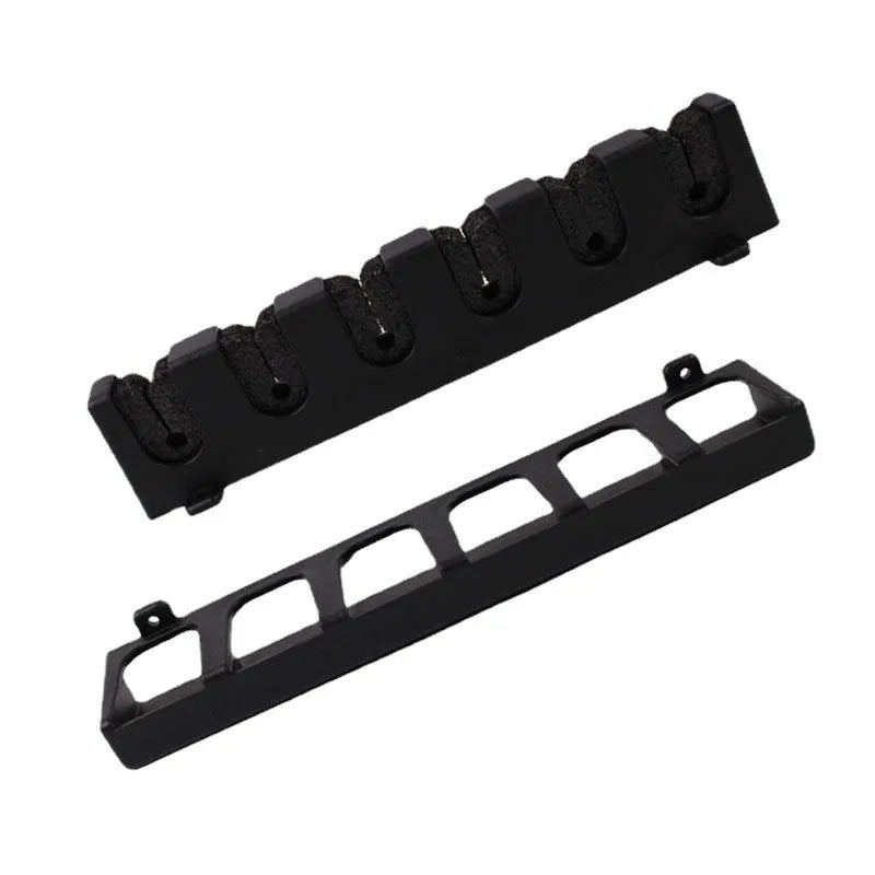 ABS plastic wall-mounted fishing rod holder with choice of horizontal or upright mounting styles