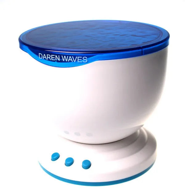 Blue DLP ocean projection lamp with trapezoidal correction for children's puzzle rooms