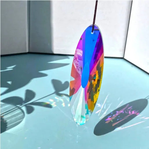 Rainbow electroplated crystal Christmas tree and garden pendant decorations catching light