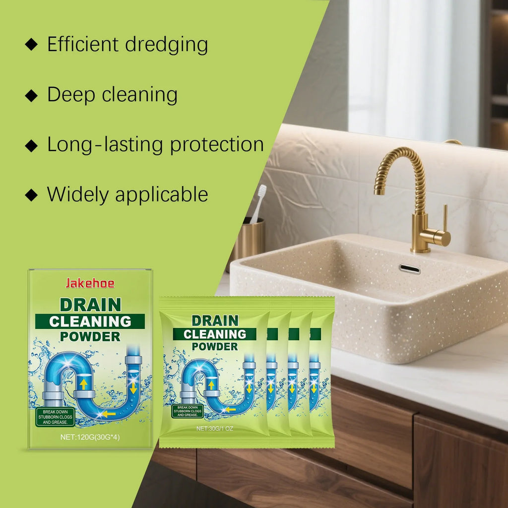 120g container of drain cleaning powder with sodium hydroxide for blocked sinks