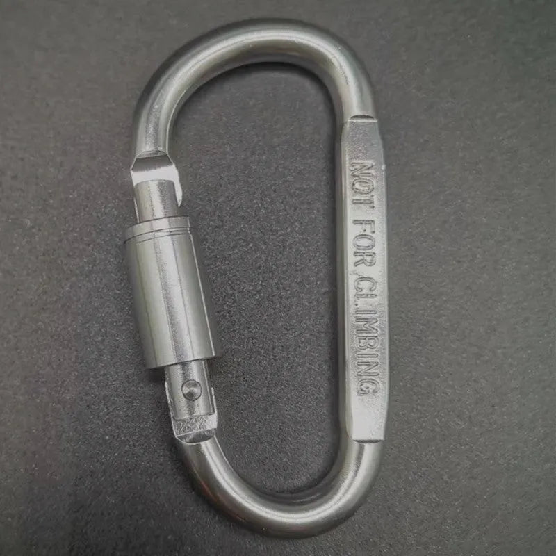 D-type aluminium locking carabiner measuring 8cm in multiple colour options
