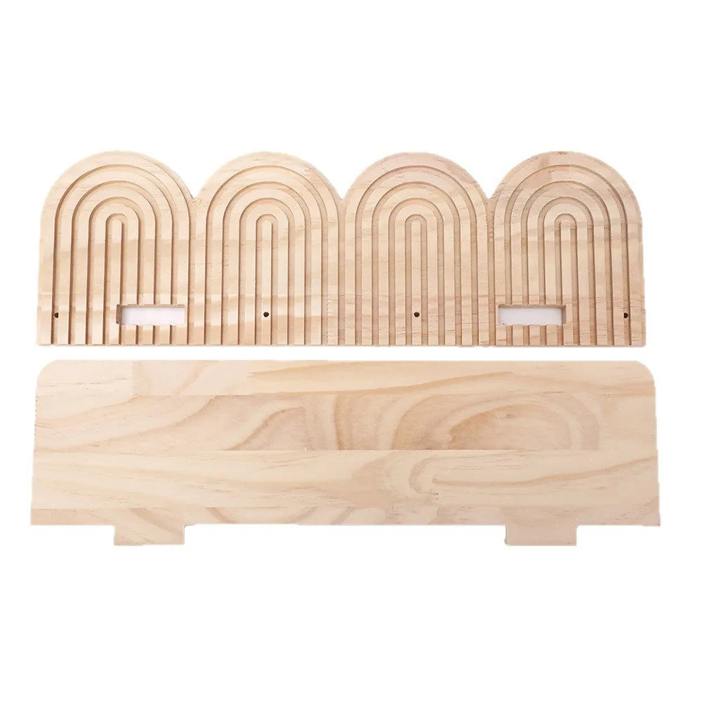 Solid wood wall-mounted flower pot storage rack with multiple layers for plant organisation