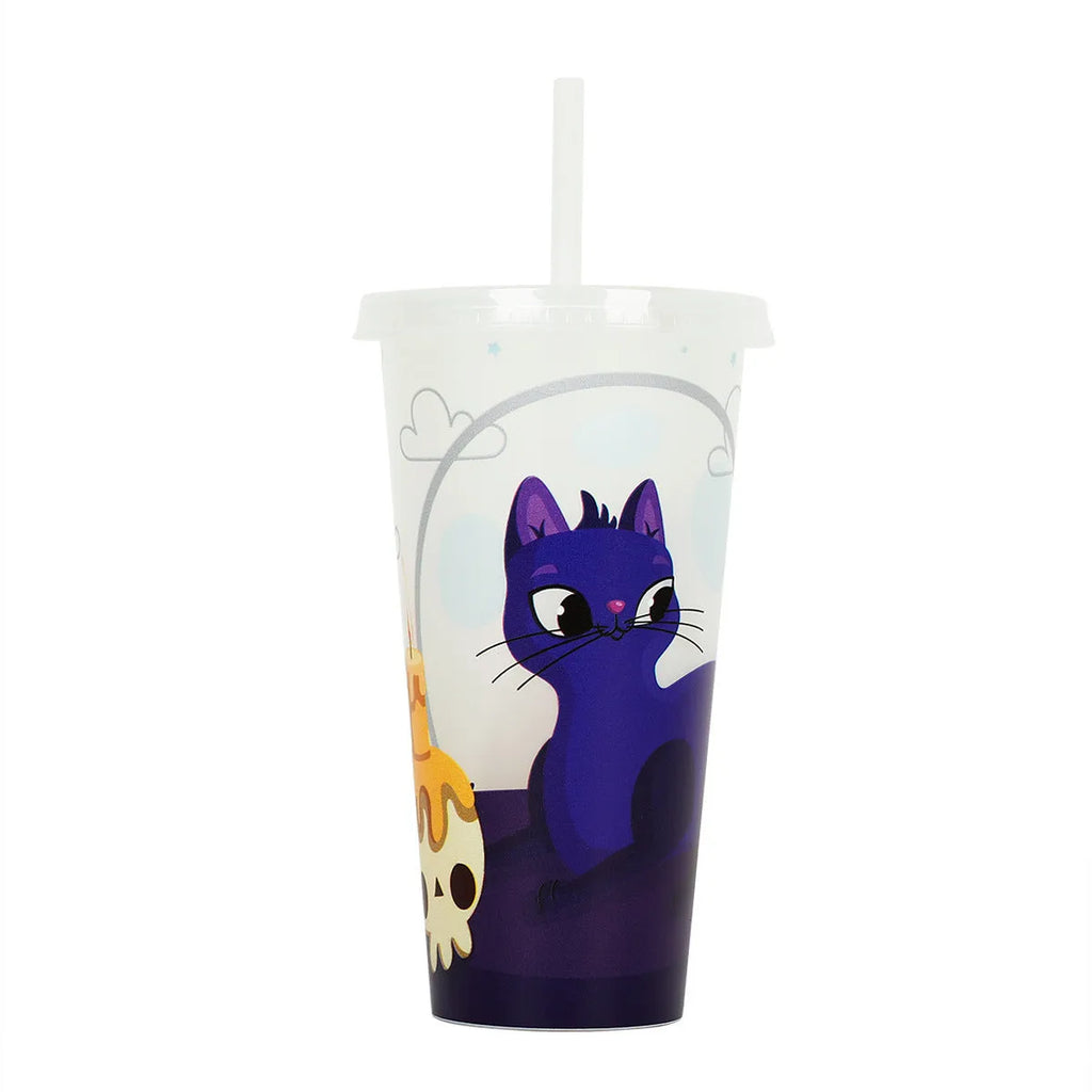 720ml Halloween luminous straw cup in cylindrical shape with PP plastic construction