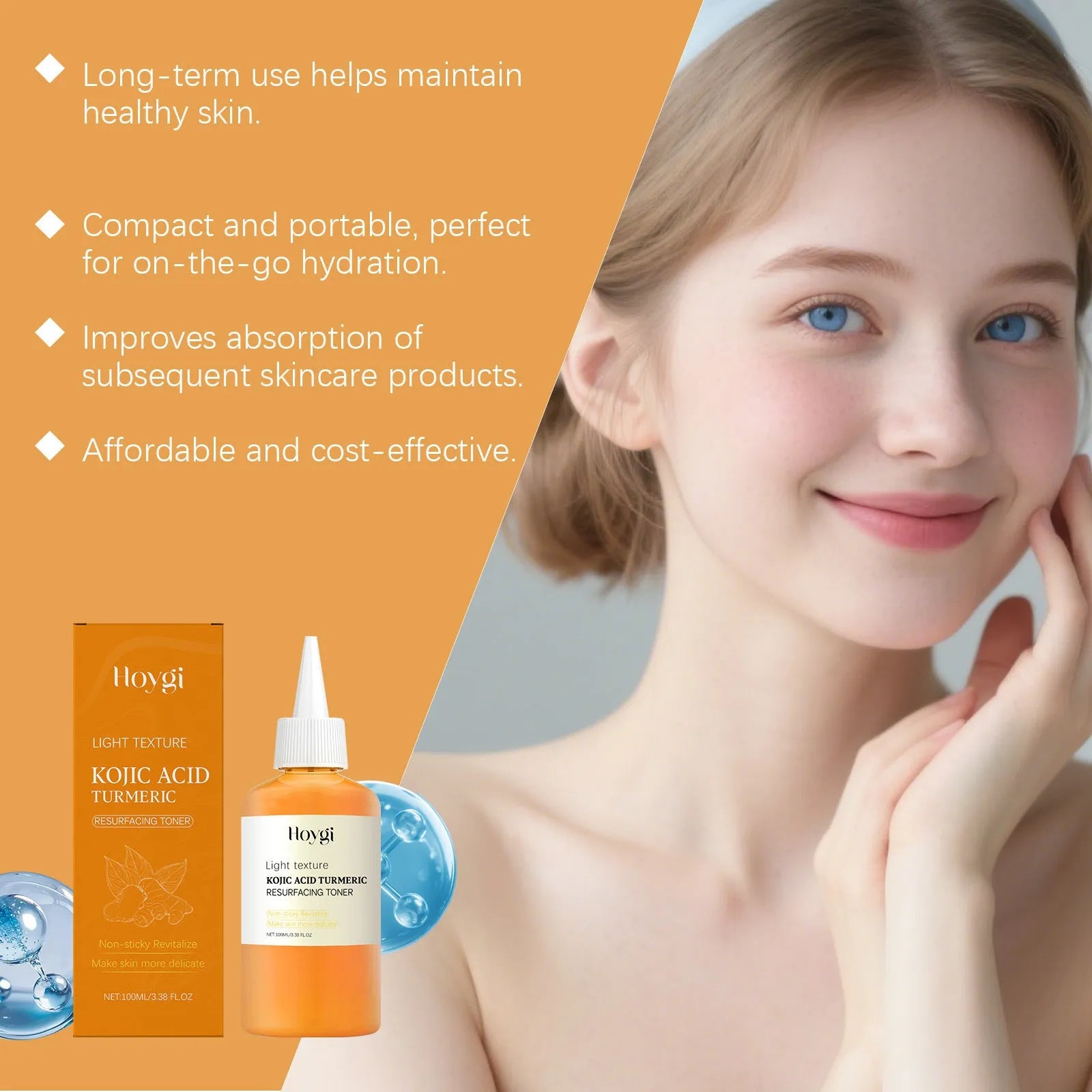 Turmeric moisturising water 100ml in cylindrical bottle for daily facial care