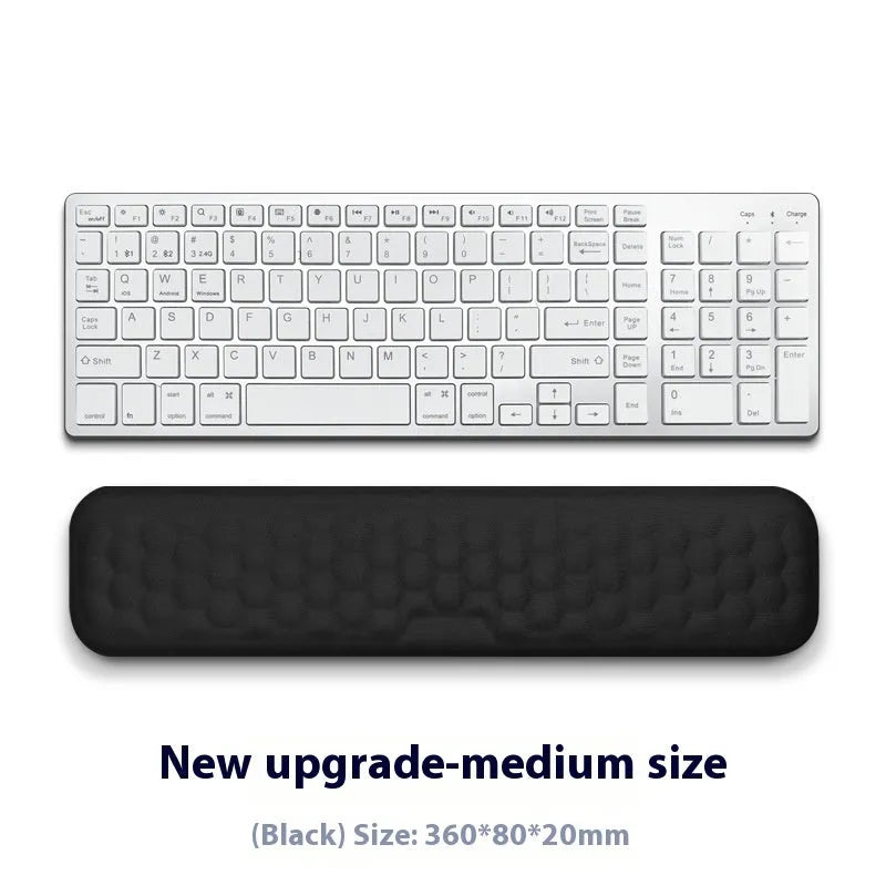 Memory cotton wrist pad for computer use in black or grey with cloth or leather options