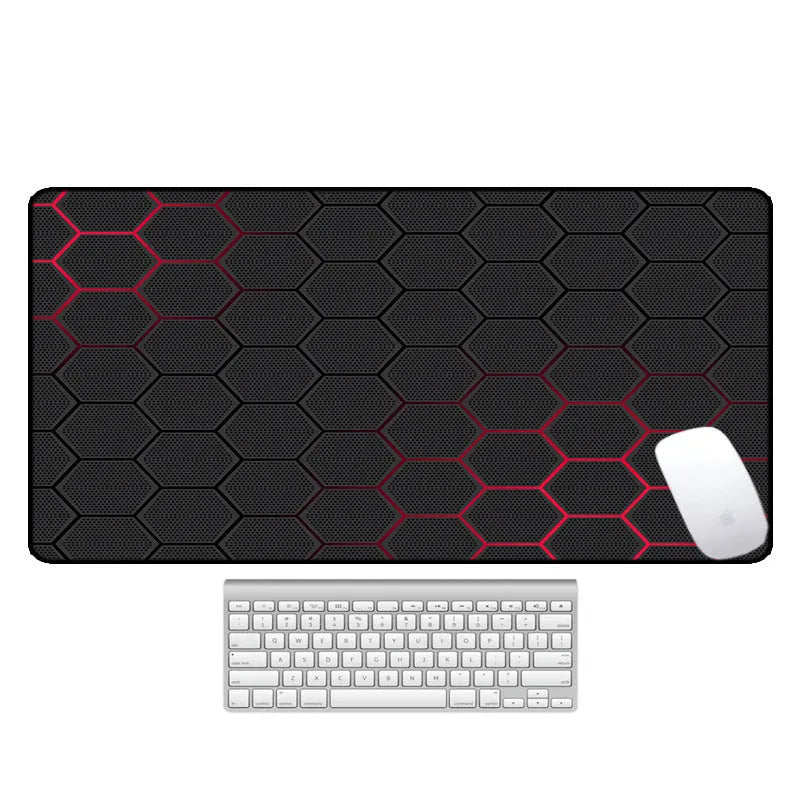 Large computer desk pad mouse mat with patterned surface and natural rubber non-slip base